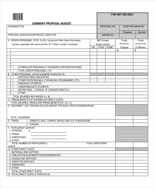 travel budget proposal template