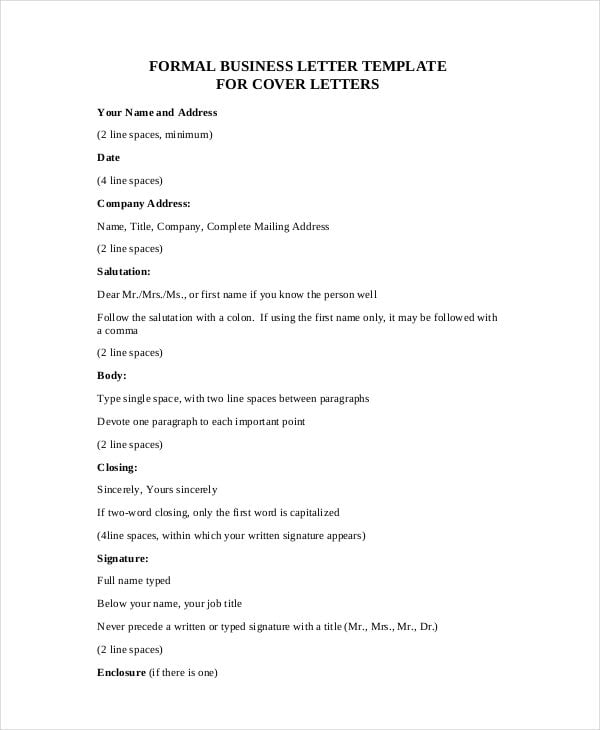 business cover letter format