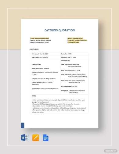 catering quotation template