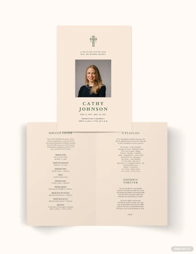 catholic eulogy funeral bi fold brochure template