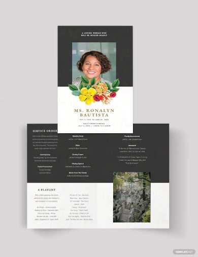 christian eulogy funeral bi fold brochure template