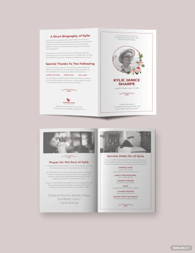 church eulogy funeral bi fold brochure template