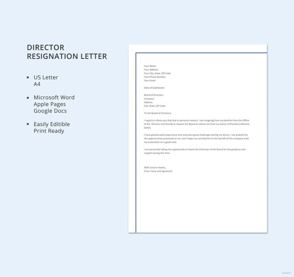 director resignation letter template