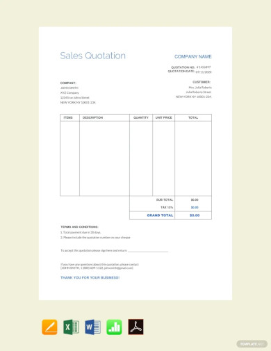 editable sales quotation template