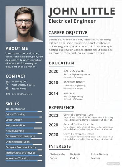 electrical engineer fresher objective resume template