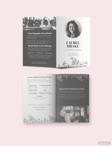 eulogy booklet funeral bi fold brochure template