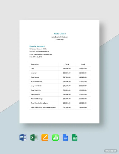 financial statement template