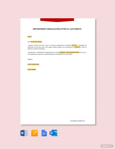 free appointment cancellation letter at last minute template