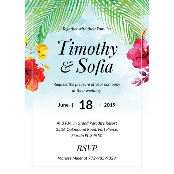 free beach wedding invitation template