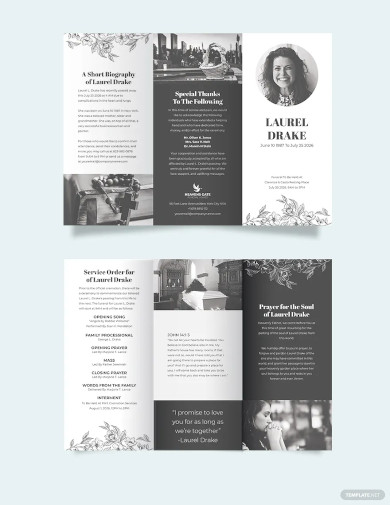 free eulogy booklet funeral tri fold brochure template