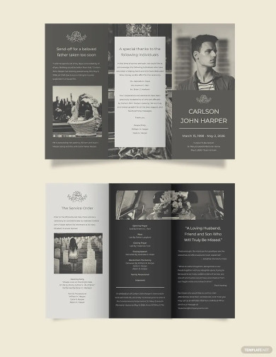 free father dad eulogy funeral tri fold brochure template
