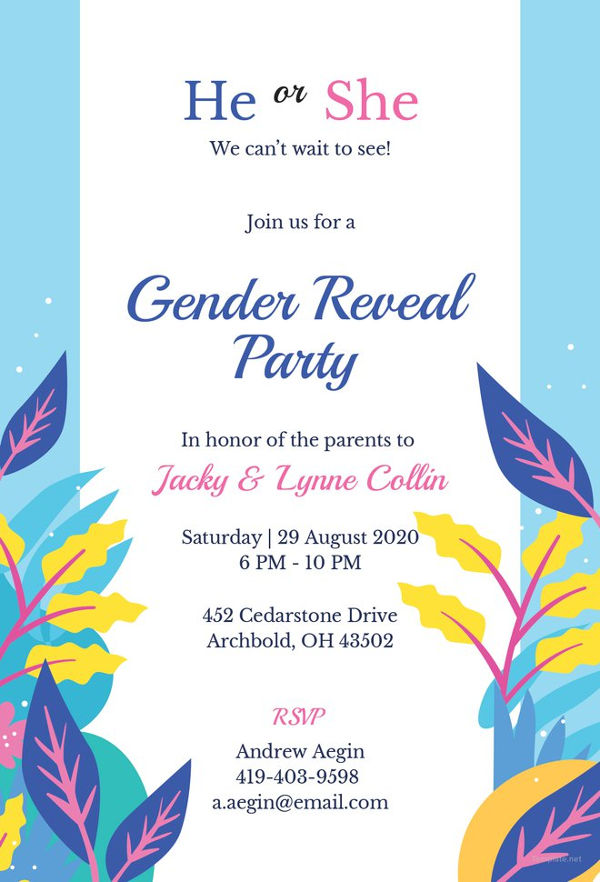 PSD Gender Reveal Invitation Template Free Download