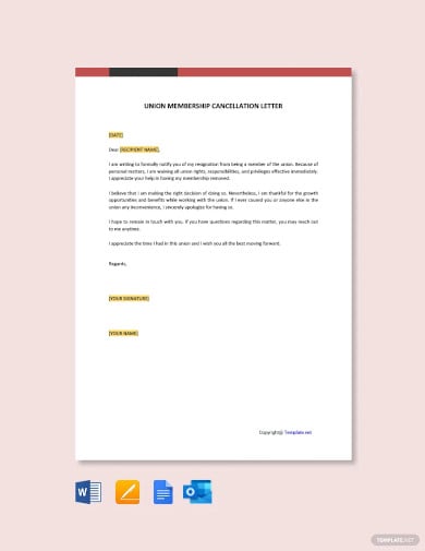free union membership cancellation letter template