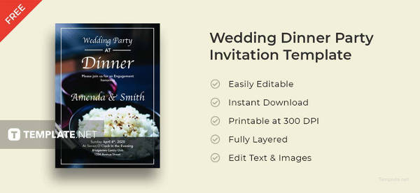 free wedding dinner party invitation template
