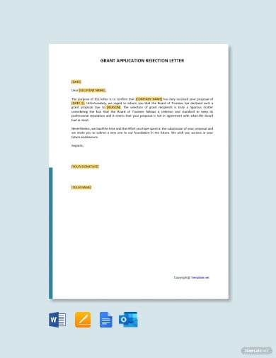 grant application rejection letter template