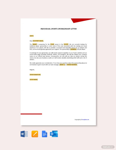 individual sports sponsorship letter template