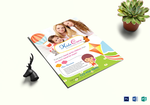 kids care center flyer template