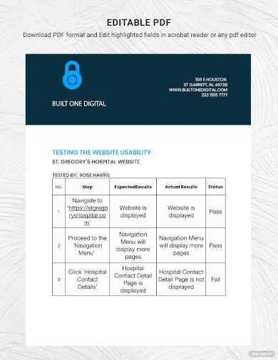 manual testing test case template