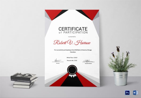 marathon excellence certificate template