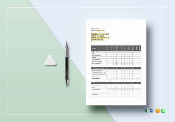 monthly balance sheet word template