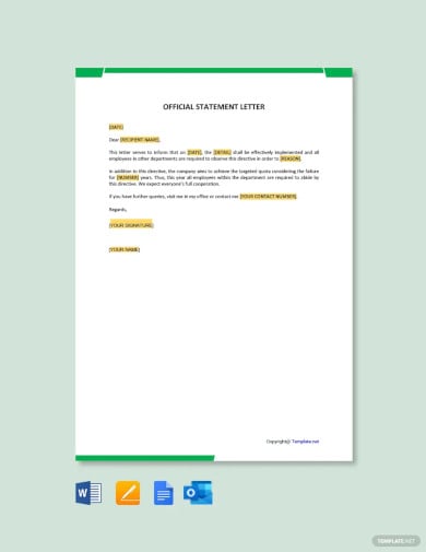 official statement letter template