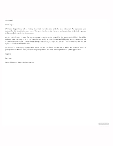 personal sponsorship request letter template