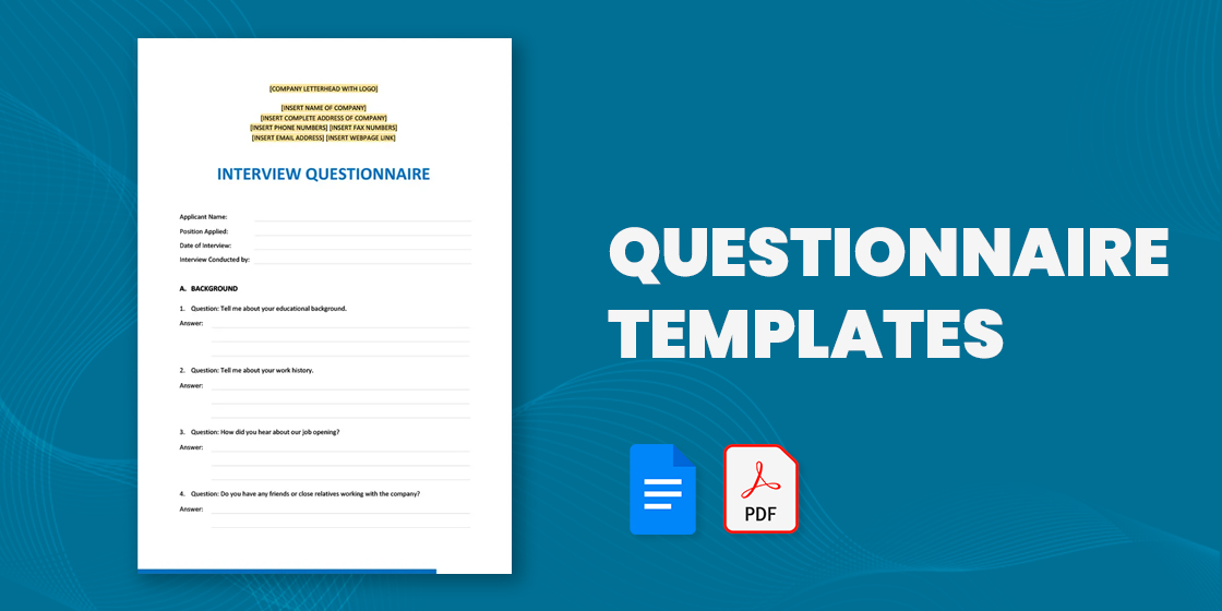 32+ Questionnaire Templates in Word Format