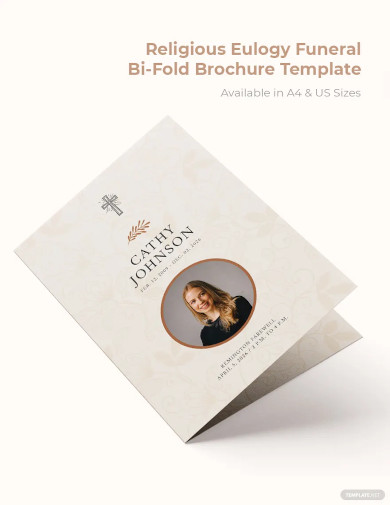 religious eulogy funeral bi fold brochure template
