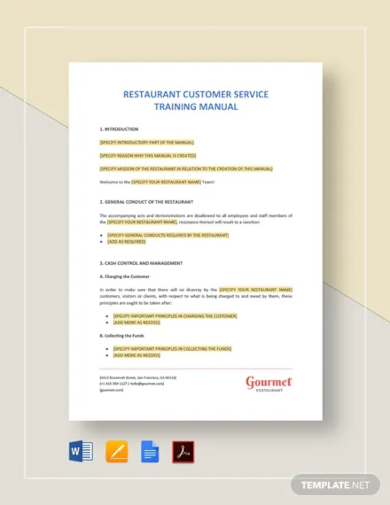 restaurant-customer-service-training-manual-template