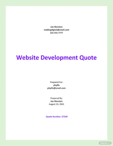 sample website development quotation template