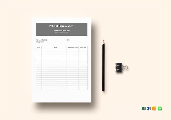 simple patient sign in sheet template