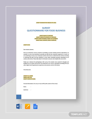 Production Questionnaire 32+ Questionnaire Templates in Word Format