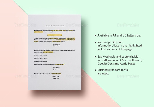 telemarketing script template in ipages