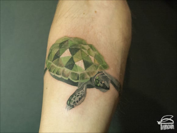 turtle and whale watercolor tattoos