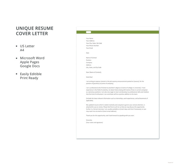 unique cover letter examples