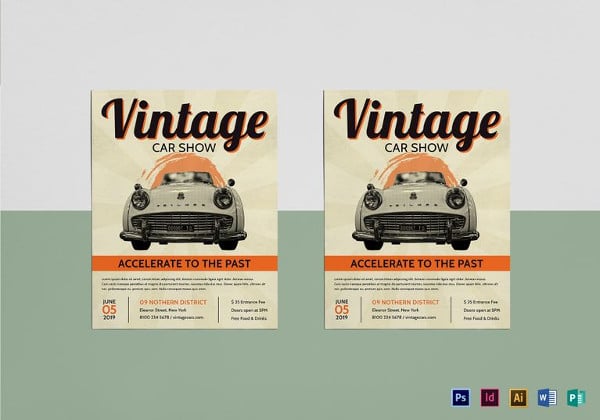 vintage car show flyer template