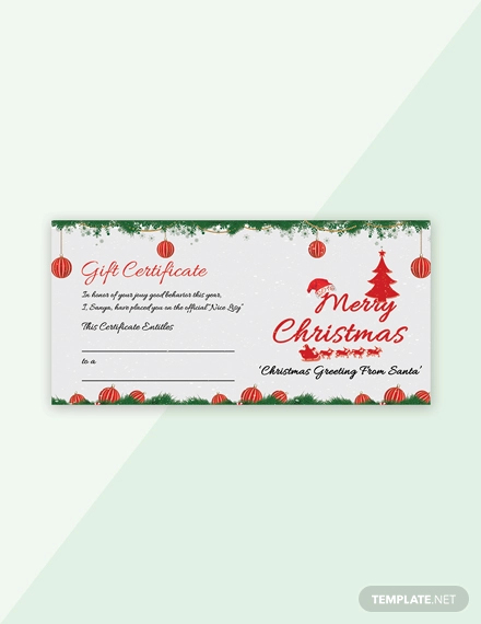 Christmas Gift Certificate Template Holiday Gift Snowflake Voucher