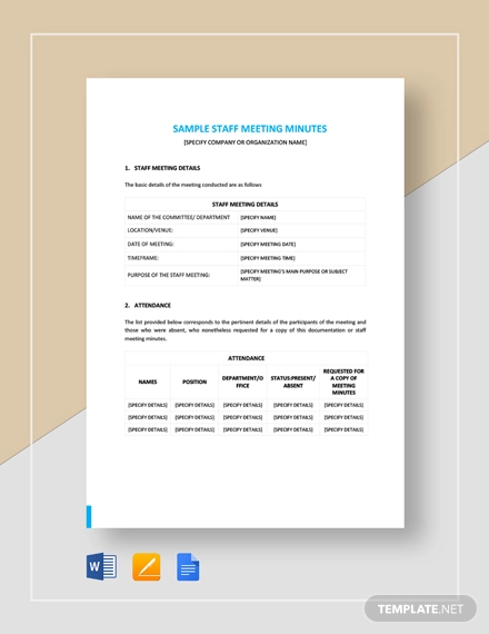 17 Staff Meeting Minutes Templates Pdf Doc Free Premium Templates