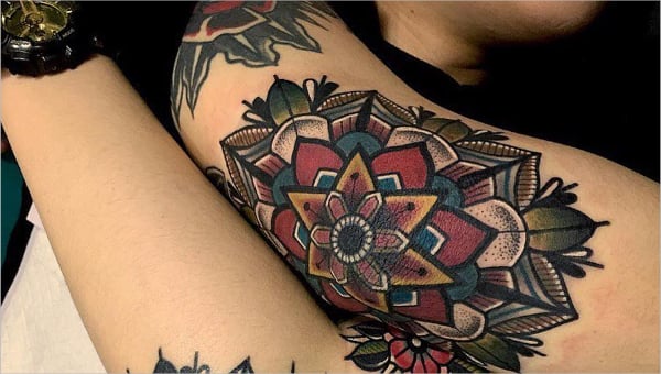 Compass on Elbow Tattoo Idea