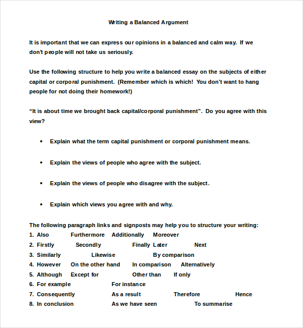 balanced argumentative essay example