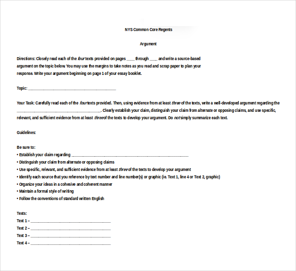 common core argumentative essay example