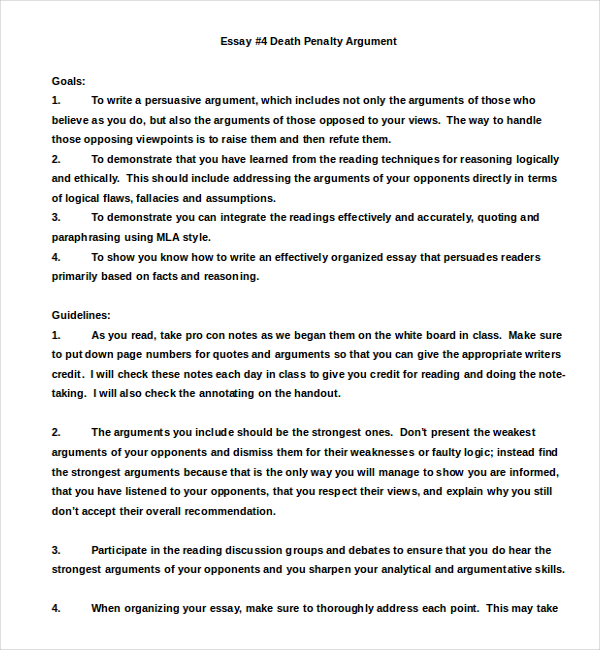 death penalty argumentative essay example