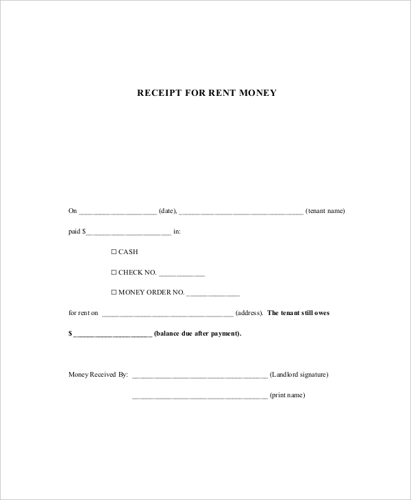 rent receipt template