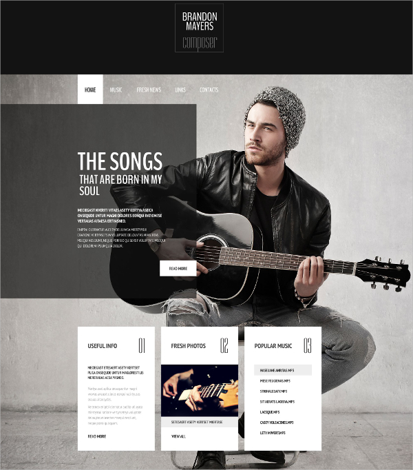 singers personal portfolio website template