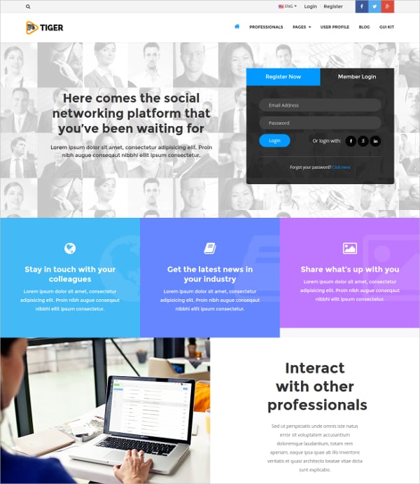 corporate social network bootstrap template 20