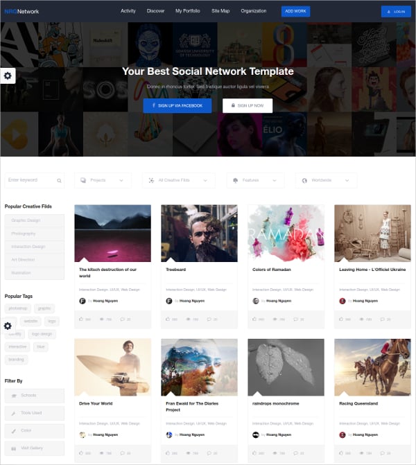 responsive social network bootstrap template
