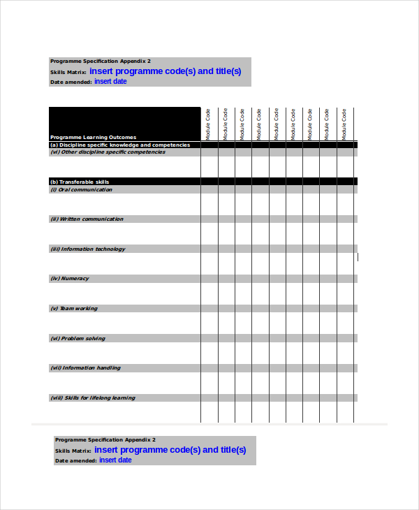 Excel Matrix Template - 6+ Free Excel Documents Download ...