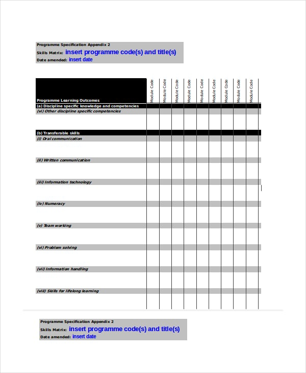 Excel Matrix Template - 7+ Free Excel Documents Download