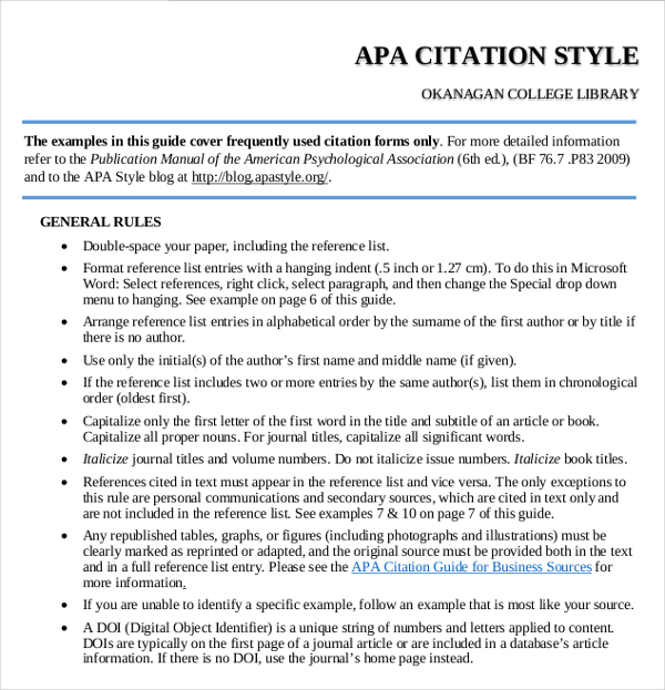 apa reference sample page