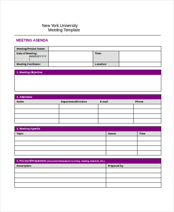 meeting agenda minutes template